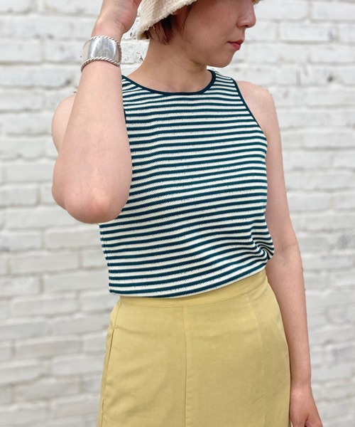 CIAOPANIC（チャオパニック）の「ボーダーアメスリタンクトップ（タンクトップ・レディース・ネイビー/グリーン・FREE）」の15枚目の写真