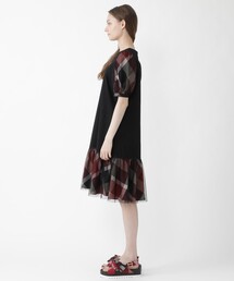 【限定品】ブルーレーベルクレストブリッジ　袖チュールAラインポンチワンピース BLUE LABEL CRESTBRIDGE（ブルーレーベルクレストブリッジ）の