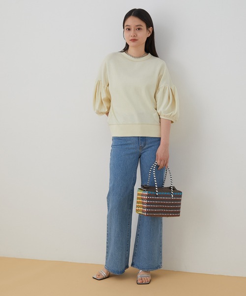 ADAM ET ROPE'(アダムエロペ)の「パワーショルダートレーナー(Tシャツ/カットソー・レディース・カーキ/スミクロ/キナリ・FREE)」の15枚目の写真