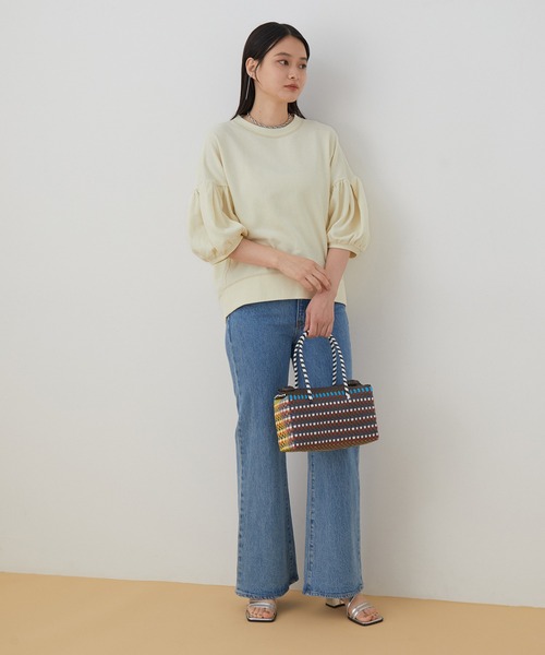 ADAM ET ROPE'(アダムエロペ)の「パワーショルダートレーナー(Tシャツ/カットソー・レディース・カーキ/スミクロ/キナリ・FREE)」の5枚目の写真