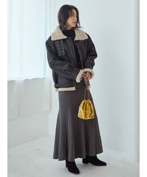 Ungrid（アングリッド）の「ニットフレアマキシスカート ( マーメイドスカート )（スカート・レディース・チャコールグレー/アイボリー・FREE）」の12枚目の写真