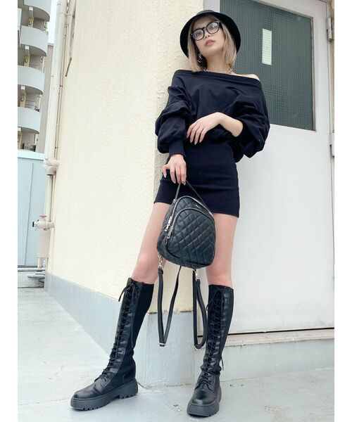 GYDA（ジェイダ）の「ドッキングオフショルスウェットワンピース（ワンピース・レディース・ブラック/ベージュ/グレー・FREE）」の15枚目の写真