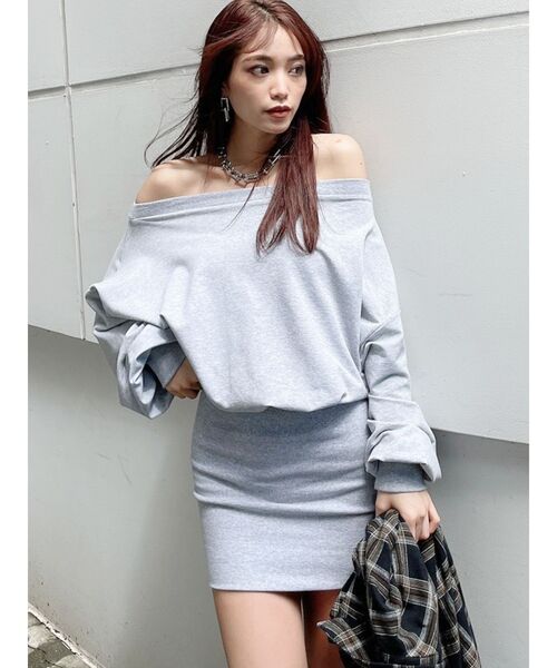 GYDA（ジェイダ）の「ドッキングオフショルスウェットワンピース（ワンピース・レディース・ブラック/ベージュ/グレー・FREE）」の21枚目の写真