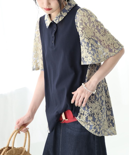somari imagination（ソマリ イマジネーション）の「『レースデザインポロシャツ』（ポロシャツ・レディース・ネイビー・1/2）」の21枚目の写真