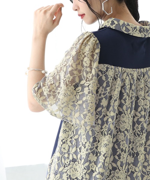 somari imagination（ソマリ イマジネーション）の「『レースデザインポロシャツ』（ポロシャツ・レディース・ネイビー・1/2）」の13枚目の写真