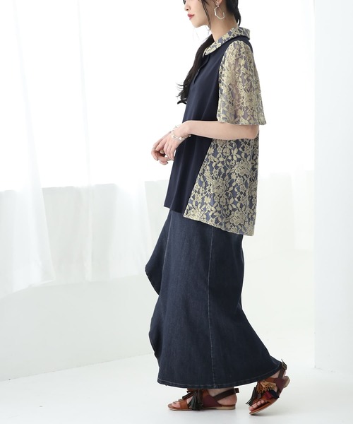 somari imagination（ソマリ イマジネーション）の「『レースデザインポロシャツ』（ポロシャツ・レディース・ネイビー・1/2）」の8枚目の写真