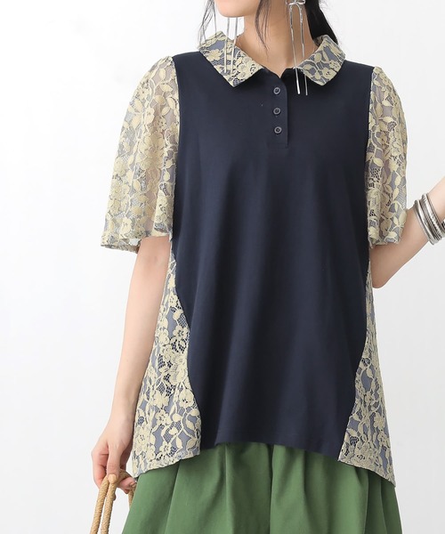 somari imagination（ソマリ イマジネーション）の「『レースデザインポロシャツ』（ポロシャツ・レディース・ネイビー・1/2）」の7枚目の写真