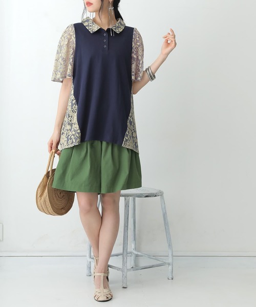 somari imagination（ソマリ イマジネーション）の「『レースデザインポロシャツ』（ポロシャツ・レディース・ネイビー・1/2）」の14枚目の写真