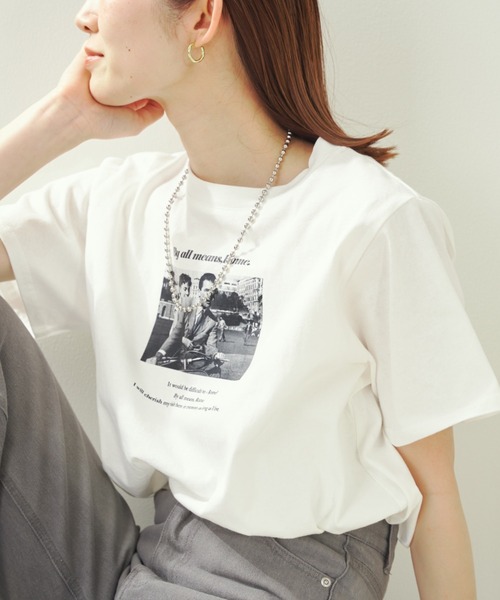 prose verse(プロズヴェール)の「ローマの休日シネマTシャツ(Tシャツ/カットソー・レディース・チャコールグレー/オフホワイト・フリ-)」の5枚目の写真