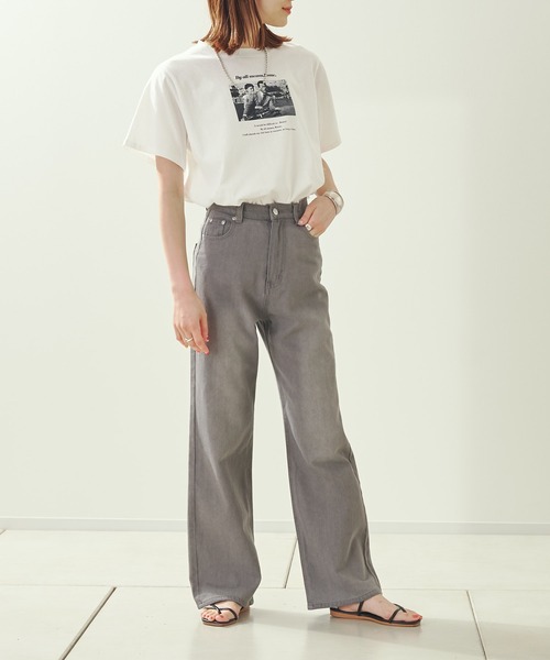 prose verse(プロズヴェール)の「ローマの休日シネマTシャツ(Tシャツ/カットソー・レディース・チャコールグレー/オフホワイト・フリ-)」の6枚目の写真