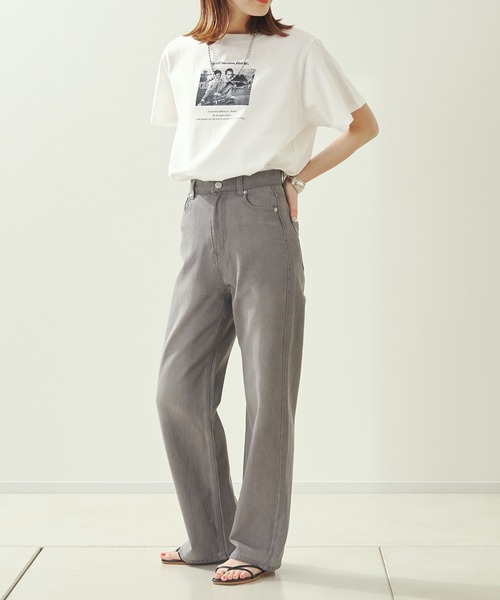 prose verse(プロズヴェール)の「ローマの休日シネマTシャツ(Tシャツ/カットソー・レディース・チャコールグレー/オフホワイト・フリ-)」の9枚目の写真