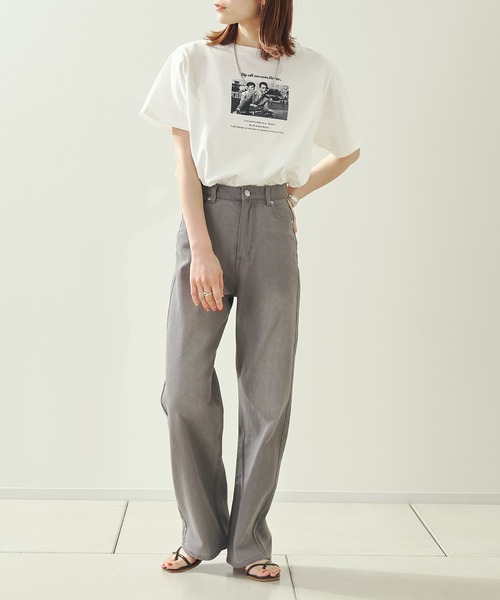 prose verse(プロズヴェール)の「ローマの休日シネマTシャツ(Tシャツ/カットソー・レディース・チャコールグレー/オフホワイト・フリ-)」の13枚目の写真