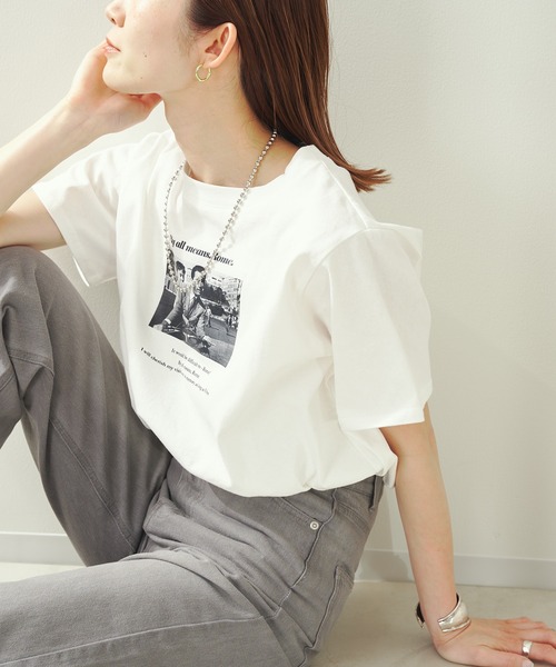 prose verse(プロズヴェール)の「ローマの休日シネマTシャツ(Tシャツ/カットソー・レディース・チャコールグレー/オフホワイト・フリ-)」の16枚目の写真