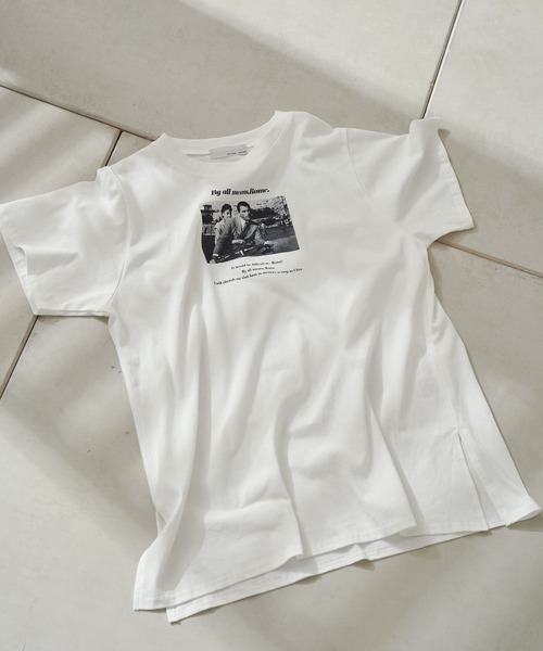 prose verse(プロズヴェール)の「ローマの休日シネマTシャツ(Tシャツ/カットソー・レディース・チャコールグレー/オフホワイト・フリ-)」の17枚目の写真
