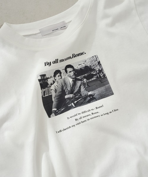 prose verse(プロズヴェール)の「ローマの休日シネマTシャツ(Tシャツ/カットソー・レディース・チャコールグレー/オフホワイト・フリ-)」の18枚目の写真
