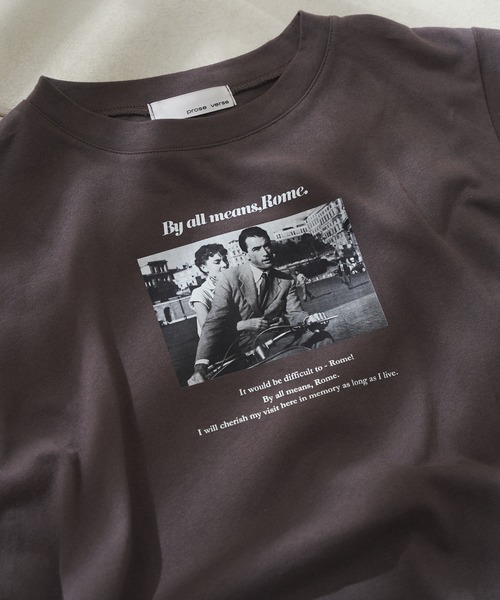 prose verse(プロズヴェール)の「ローマの休日シネマTシャツ(Tシャツ/カットソー・レディース・チャコールグレー/オフホワイト・フリ-)」の20枚目の写真