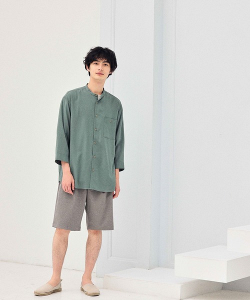 GLOBAL WORK（グローバルワーク）の「カイテキシャツ7分袖/957017（シャツ/ブラウス・メンズ・ブラック/ベージュ/グリーン・SMALL/MEDIUM/LARGE/X-LARGE）」の4枚目の写真