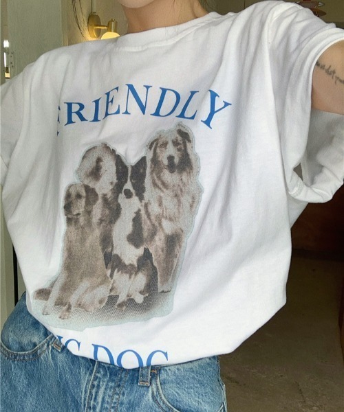 MANGROVE（マングローブ）の「BIGDOG　tee（Tシャツ/カットソー・レディース・ホワイト/ブラック・FREE）」の2枚目の写真
