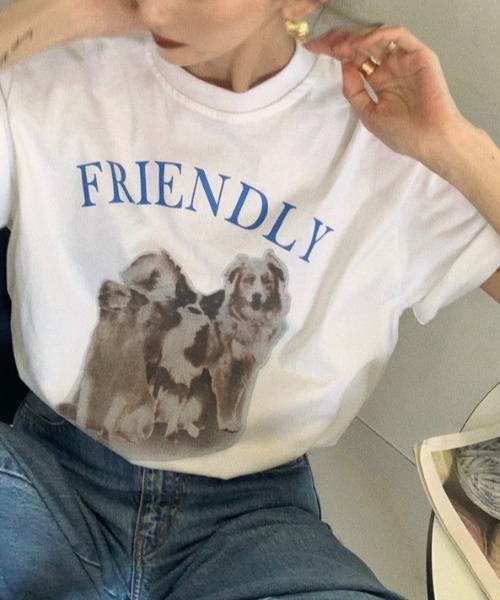 MANGROVE（マングローブ）の「BIGDOG　tee（Tシャツ/カットソー・レディース・ホワイト/ブラック・FREE）」の5枚目の写真