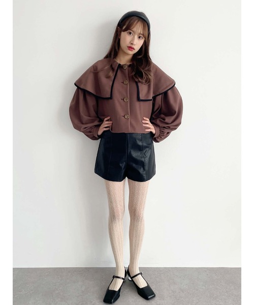 Honey Salon（ハニーサロン）の「ボリュームスリーブビッグカラージャケット（トレンチコート・レディース・アイボリー/ブラウン・FREE）」の20枚目の写真