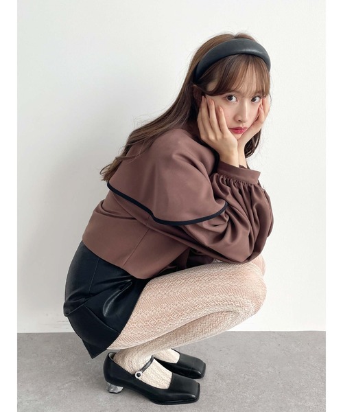 Honey Salon（ハニーサロン）の「ボリュームスリーブビッグカラージャケット（トレンチコート・レディース・アイボリー/ブラウン・FREE）」の21枚目の写真