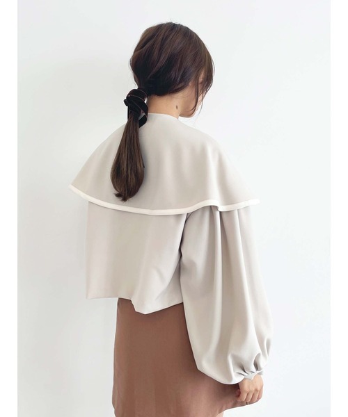 Honey Salon（ハニーサロン）の「ボリュームスリーブビッグカラージャケット（トレンチコート・レディース・アイボリー/ブラウン・FREE）」の19枚目の写真