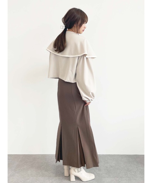 Honey Salon（ハニーサロン）の「ボリュームスリーブビッグカラージャケット（トレンチコート・レディース・アイボリー/ブラウン・FREE）」の5枚目の写真