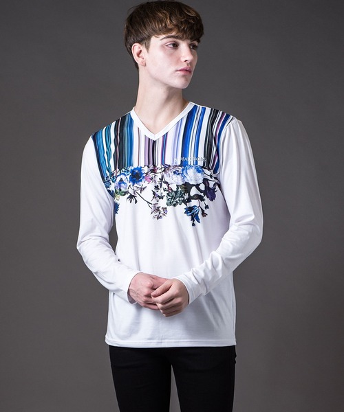 セール】LOOM(ルーム)花柄プリント Vネック ロンT（Tシャツ/カットソー