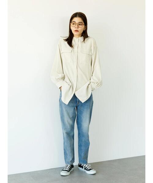 koe（コエ）の「コーデュロイシャツチュニック*（シャツ/ブラウス・レディース・ブラック/ベージュ/グリーン/アイボリー・FREE）」の21枚目の写真
