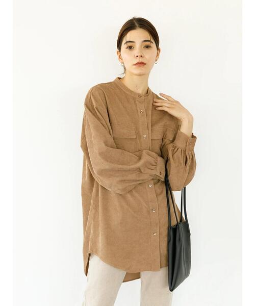 koe（コエ）の「コーデュロイシャツチュニック*（シャツ/ブラウス・レディース・ブラック/ベージュ/グリーン/アイボリー・FREE）」の7枚目の写真
