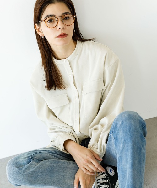 koe（コエ）の「コーデュロイシャツチュニック*（シャツ/ブラウス・レディース・ブラック/ベージュ/グリーン/アイボリー・FREE）」の2枚目の写真