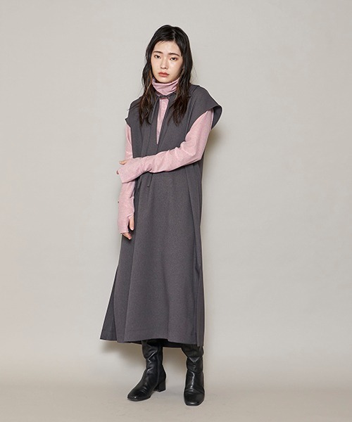 lautreamont BLEUBLANC（ロートレアモンブルーブラン）の「<lautreamont BLEUBLANC>襟付きスキッパーワンピース≪洗濯機で洗える≫（ワンピース・レディース・チャコールグレー/イエロー・9号）」の17枚目の写真