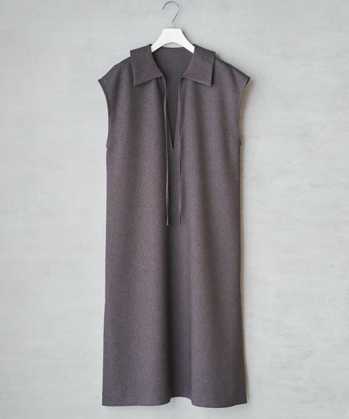 lautreamont BLEUBLANC（ロートレアモンブルーブラン）の「<lautreamont BLEUBLANC>襟付きスキッパーワンピース≪洗濯機で洗える≫（ワンピース・レディース・チャコールグレー/イエロー・9号）」の8枚目の写真
