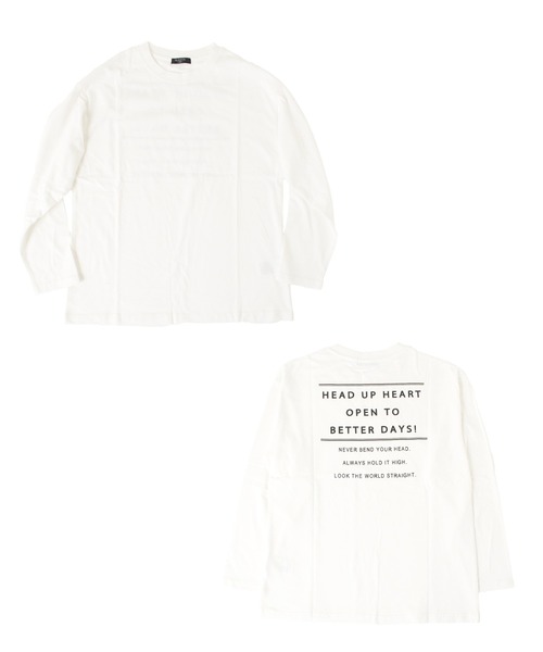 GLAZOS（グラソス）の「天竺・ドロップショルダーバックプリント長袖Tシャツ（Tシャツ/カットソー・キッズ・ブラック/ベージュ/ホワイト/カーキ・130cm/140cm/150cm/160cm/170cm）」の2枚目の写真