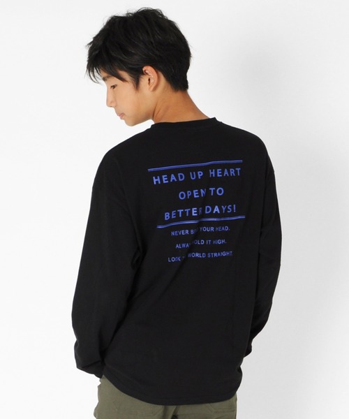 GLAZOS（グラソス）の「天竺・ドロップショルダーバックプリント長袖Tシャツ（Tシャツ/カットソー・キッズ・ブラック/ベージュ/ホワイト/カーキ・130cm/140cm/150cm/160cm/170cm）」の3枚目の写真