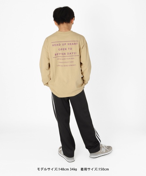 GLAZOS（グラソス）の「天竺・ドロップショルダーバックプリント長袖Tシャツ（Tシャツ/カットソー・キッズ・ブラック/ベージュ/ホワイト/カーキ・130cm/140cm/150cm/160cm/170cm）」の12枚目の写真