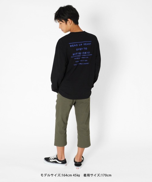 GLAZOS（グラソス）の「天竺・ドロップショルダーバックプリント長袖Tシャツ（Tシャツ/カットソー・キッズ・ブラック/ベージュ/ホワイト/カーキ・130cm/140cm/150cm/160cm/170cm）」の18枚目の写真