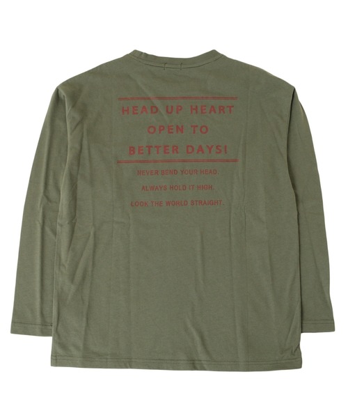 GLAZOS（グラソス）の「天竺・ドロップショルダーバックプリント長袖Tシャツ（Tシャツ/カットソー・キッズ・ブラック/ベージュ/ホワイト/カーキ・130cm/140cm/150cm/160cm/170cm）」の10枚目の写真