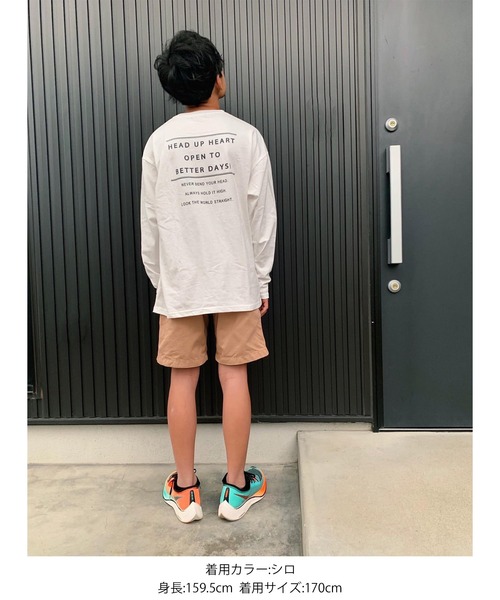 GLAZOS（グラソス）の「天竺・ドロップショルダーバックプリント長袖Tシャツ（Tシャツ/カットソー・キッズ・ブラック/ベージュ/ホワイト/カーキ・130cm/140cm/150cm/160cm/170cm）」の21枚目の写真