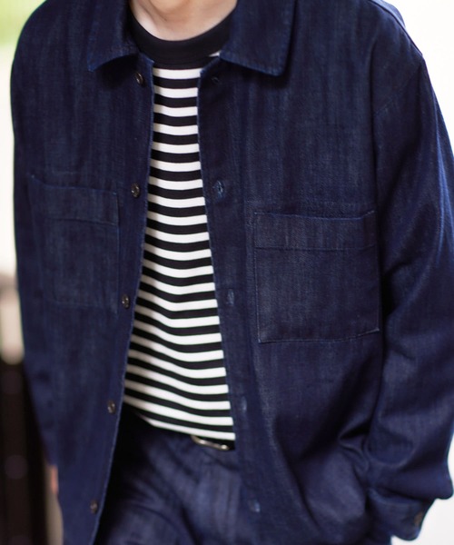 URBAN RESEARCH DOORS（アーバンリサーチドアーズ）の「デニムボックスシャツジャケット（デニムジャケット・メンズ・インディゴブルー/ブラック・40/38）」の3枚目の写真