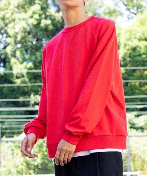 WEGO（ウィゴー）の「WEGO/ドロップショルダーカラープルオーバー（スウェット・メンズ・ブラウン/イエロー/ブルー系その他/ブルー/ホワイト/オレンジ/レッド/オートミール/パープル/ピンク/グリーン/スミクロ/ケリー/ネイビー/ピンク系その他・MEDIUM/LARGE/X-LARGE）」の14枚目の写真