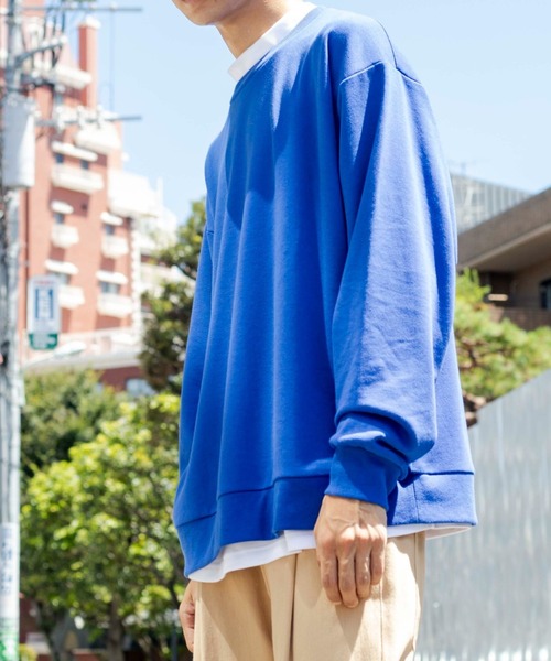 WEGO（ウィゴー）の「WEGO/ドロップショルダーカラープルオーバー（スウェット・メンズ・ブラウン/イエロー/ブルー系その他/ブルー/ホワイト/オレンジ/レッド/オートミール/パープル/ピンク/グリーン/スミクロ/ケリー/ネイビー/ピンク系その他・MEDIUM/LARGE/X-LARGE）」の8枚目の写真