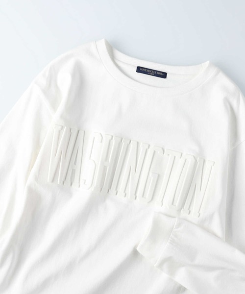 HONEYSUCKLE ROSE（ハニーサックルローズ）の「【HONEYSUCKLE ROSE】カレッジエンボスロゴロンＴ（Tシャツ/カットソー・レディース・ホワイト/オフホワイト/オリーブ/ブルー/ダークグレー/ライトベージュ・M/L）」の22枚目の写真