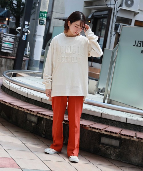 HONEYSUCKLE ROSE（ハニーサックルローズ）の「【HONEYSUCKLE ROSE】カレッジエンボスロゴロンＴ（Tシャツ/カットソー・レディース・ホワイト/オフホワイト/オリーブ/ブルー/ダークグレー/ライトベージュ・M/L）」の11枚目の写真