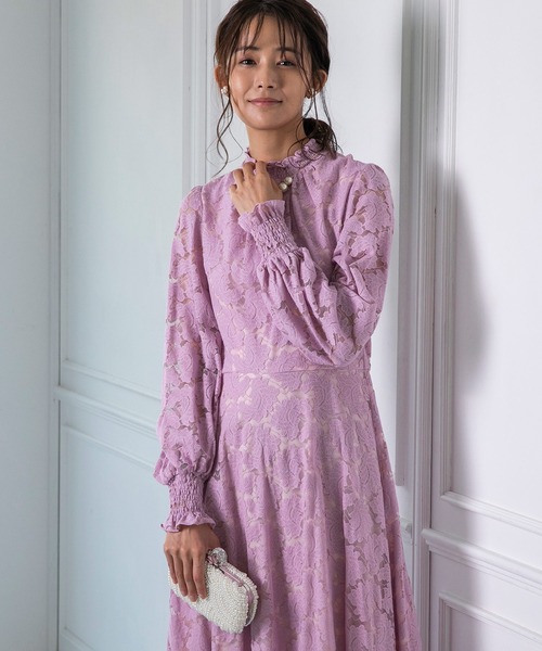 troisiemeCHACO（トロワズィエムチャコ）の「【chaco】シャーリングがポイント♪総レースワンピース（ドレス・レディース・ミント/ブラック/ピンク・9号）」の12枚目の写真