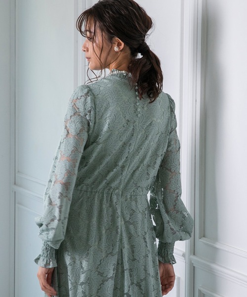 troisiemeCHACO（トロワズィエムチャコ）の「【chaco】シャーリングがポイント♪総レースワンピース（ドレス・レディース・ミント/ブラック/ピンク・9号）」の17枚目の写真