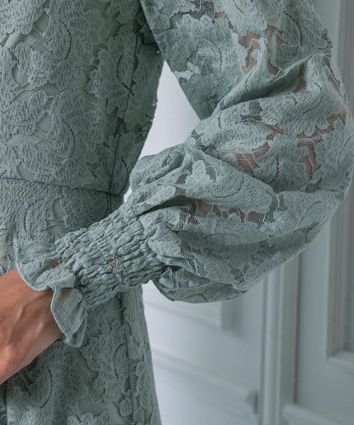 troisiemeCHACO（トロワズィエムチャコ）の「【chaco】シャーリングがポイント♪総レースワンピース（ドレス・レディース・ミント/ブラック/ピンク・9号）」の19枚目の写真