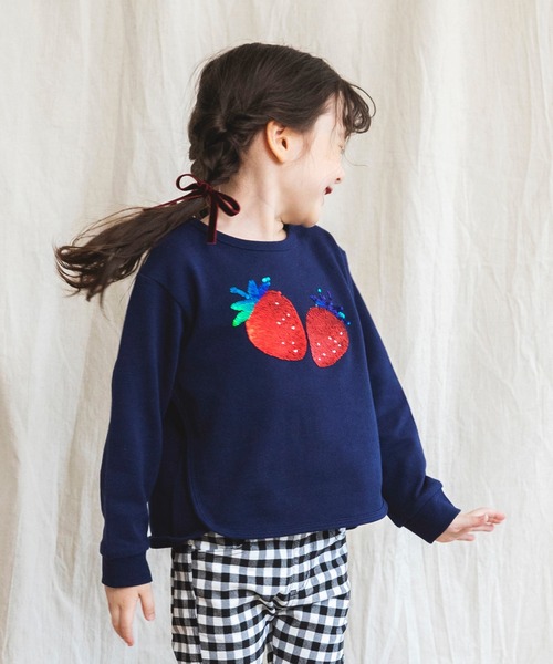 BRANSHES（ブランシェス）の「スパンコール×フルーツモチーフトレーナー（スウェット・キッズ・ネイビー/アイボリー・90/100/110/120/130）」の13枚目の写真