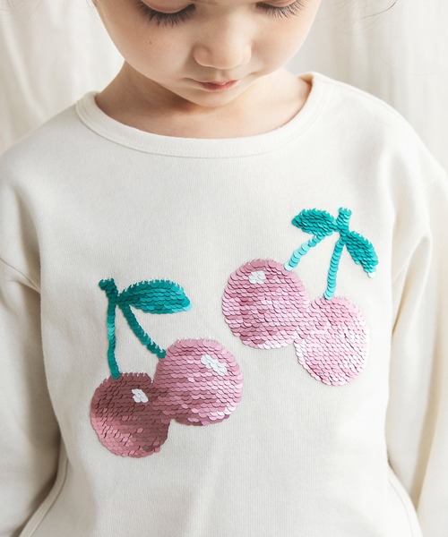 BRANSHES（ブランシェス）の「スパンコール×フルーツモチーフトレーナー（スウェット・キッズ・ネイビー/アイボリー・90/100/110/120/130）」の7枚目の写真