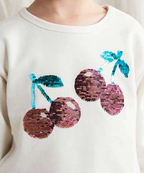 BRANSHES（ブランシェス）の「スパンコール×フルーツモチーフトレーナー（スウェット・キッズ・ネイビー/アイボリー・90/100/110/120/130）」の3枚目の写真